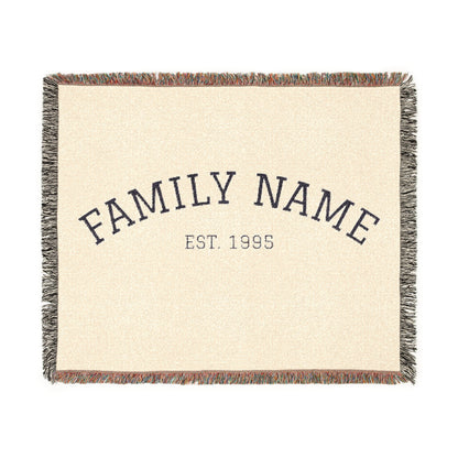 Personalized Family Name Woven Blanket - Classic Est. Year Throw