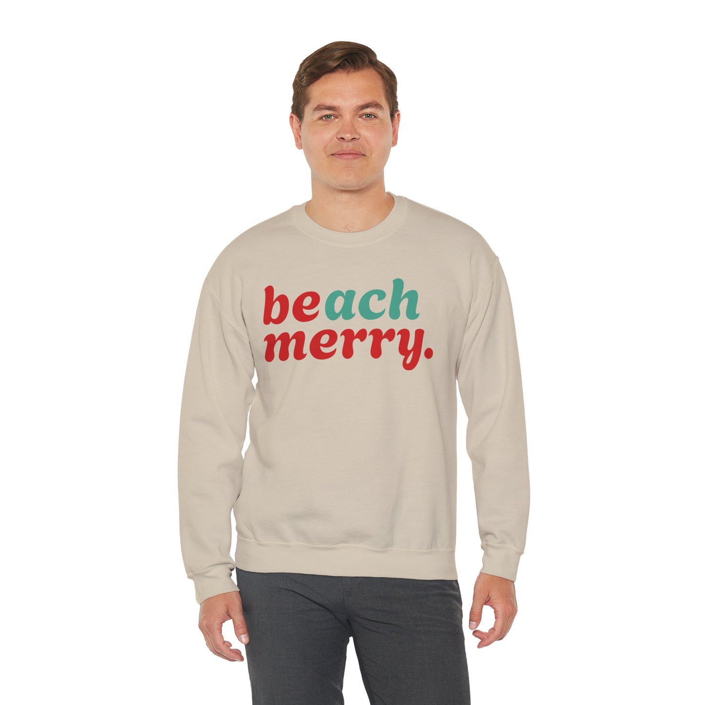 “Beach Merry” — Holiday Cozy Crewneck Sweatshirt