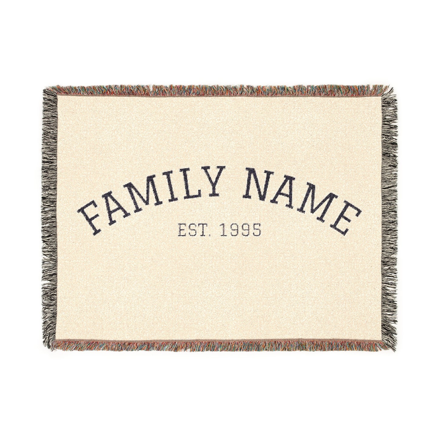 Personalized Family Name Woven Blanket - Classic Est. Year Throw