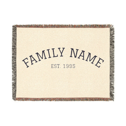 Personalized Family Name Woven Blanket - Classic Est. Year Throw