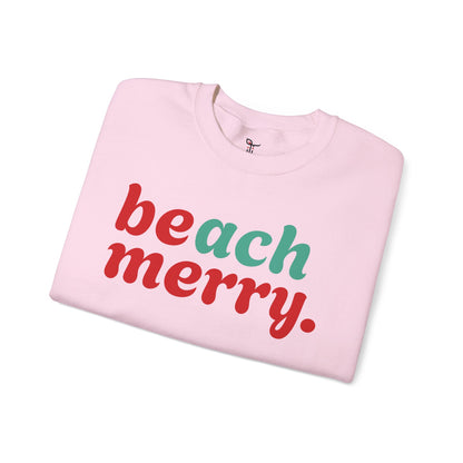 “Beach Merry” — Holiday Cozy Crewneck Sweatshirt