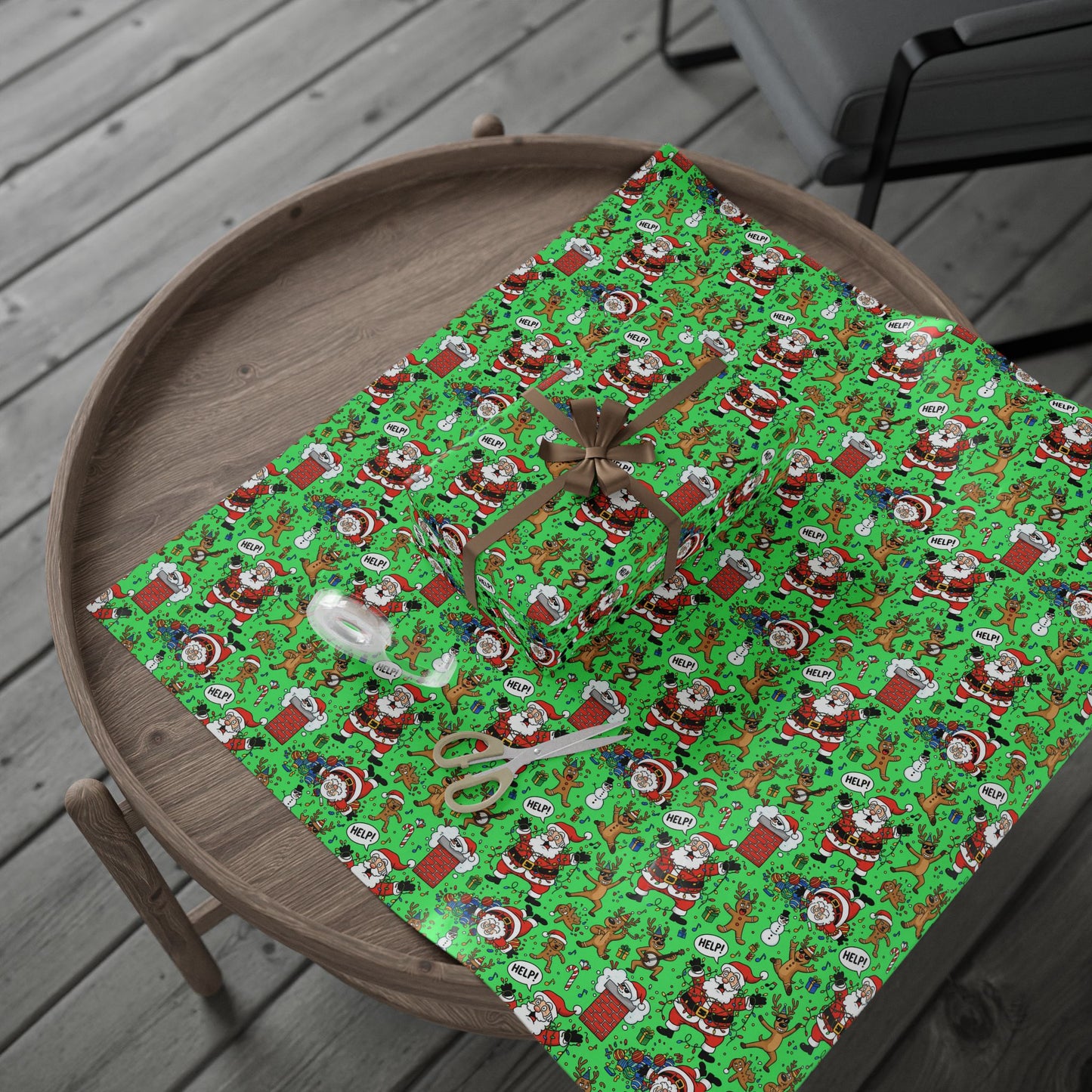 Green Santa & Gingerbread Madness — Holiday Wrapping Paper Rolls