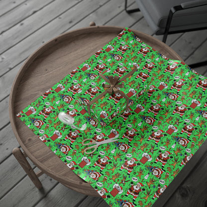 Green Santa & Gingerbread Madness — Holiday Wrapping Paper Rolls