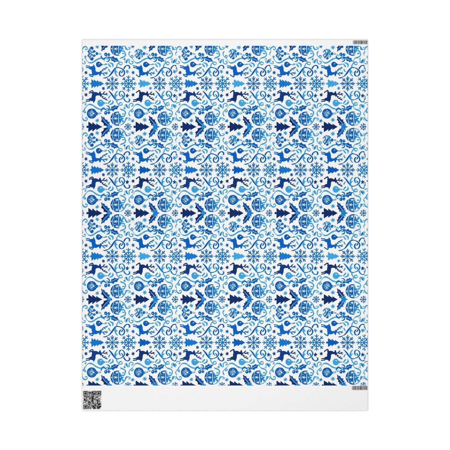 Blue Reindeer Snowflake Gift Wrap — Holiday Wrapping Paper Rolls