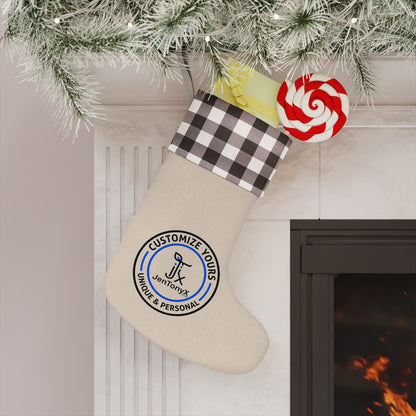Personalized Plaid Cuff Christmas Stocking – Customizable Holiday Decor