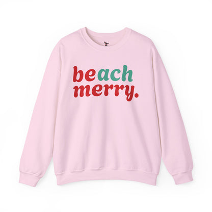 “Beach Merry” — Holiday Cozy Crewneck Sweatshirt
