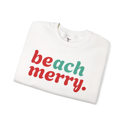 “Beach Merry” — Holiday Cozy Crewneck Sweatshirt