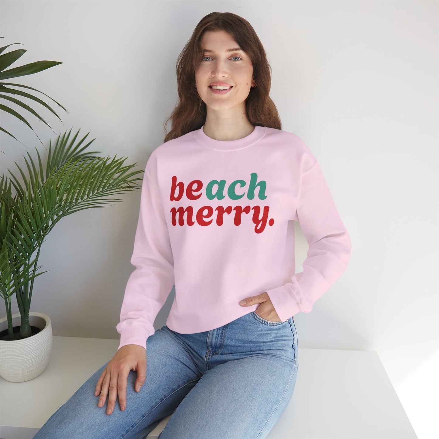“Beach Merry” — Holiday Cozy Crewneck Sweatshirt
